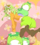  bad_id boots goggles goggles_on_head green_eyes green_hair gumi jacket kappa open_clothes open_jacket shihomarut shorts vocaloid 