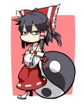  black_eyes black_hair bow crossed_arms detached_sleeves hair_bow hair_tubes hakurei_reimu solo touajukou touhou yin_yang 