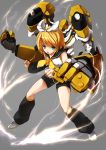  aqua_eyes blonde_hair detached_sleeves extra_arms hair_ribbon highres kagamine_rin magu_(mugsfc) mecha_musume multiple_arms neckerchief open_mouth ribbon short_hair short_shorts shorts solo vocaloid 