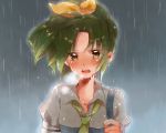  blush bust face green_eyes green_hair kuzumochi long_hair midorikawa_nao necktie open_mouth ponytail precure rain smile_precure! solo 