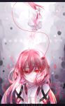  bad_id guilty_crown instockeee long_hair outstretched_hand pink_hair red_eyes red_string solo string yuzuriha_inori 
