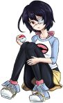  ahoge another black_hair bow cosplay drawfag eyepatch female_protagonist_(pokemon_bw2) female_protagonist_(pokemon_bw2)_(cosplay) knees_together_feet_apart mei_(pokemon) mei_(pokemon)_(cosplay) misaki_mei namesake pantyhose pltrgst poke_ball pokemon pokemon_(game) pokemon_bw2 raglan_sleeves red_eyes shoes short_hair shorts skirt sneakers socks solo 