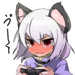  animal_ears blush controller face frown full-face_blush game_controller gamepad grey_hair highres mouse_ears nazrin playing_games playstation_3 shamo_(koumakantv) tears touhou wavy_mouth 
