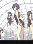  adjusting_swimsuit amagami ass ayatsuji_tsukasa bare_shoulders black_eyes black_hair brown_eyes brown_hair competition_swimsuit diving_block hand_on_hip highres hips kamizaki_risa long_hair looking_at_viewer multiple_girls nanasaki_ai one-piece_swimsuit saitom sakurai_rihoko scan school_swimsuit short_hair sitting sketch smile swimsuit 