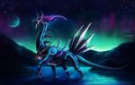  creature dark dialga highres huge_filesize jonas_jodicke lake legendary_pokemon no_humans pokemon pokemon_(creature) realistic sky soaking_feet star_(sky) starry_sky water 