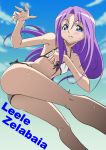  bikini blue_eyes choujuushin_gravion choujuushin_gravion_zwei leele light_kimoto long_hair purple_hair swimsuit 