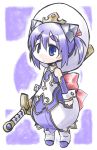  hat kugelschreiber purple_hair san_morte_(shinrabanshou) shinrabanshou short_hair solo sword weapon 