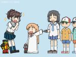  belt biscuit_1 biscuit_2 child crossover hakase_(nichijou) hat labcoat long_hair necktie nichijou oniyan professor_shinonome robot robotics;notes sakamoto_(nichijou) school_uniform senomiya_akiho serafuku shinonome_nano sparkle tears |_| 