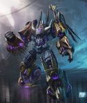  absurdres blast_off brawl bruticus cannon decepticon epic glowing glowing_eyes highres mecha no_humans onslaught realistic red_eyes robot science_fiction solo swindle_(transformers) transformers transformers:_fall_of_cybertron vortex_(transformers) 