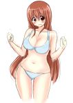  bad_id bikini blush brown_eyes brown_hair clenched_hands long_hair midori_(midorinnn) navel original simple_background sketch solo swimsuit white_background 