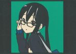  black_hair glasses k-on! kirigami looking_at_viewer nakano_azusa pikku school_uniform solo twintails 