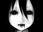  blood creepy dark dclc face high_res highres izumi_konata lucky_star mole monochrome siren vampire 