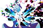  blue_eyes blue_hair bow cirno hair_bow ice ice_wings long_skirt motofuture open_mouth short_hair short_sleeves skirt solo touhou wings 
