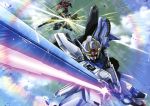  ginn guaiz gun gundam gundam_seed highres mecha shield strike_gundam sword sword_strike_gundam weapon 