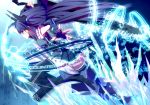  aoki_reika black_rock_shooter blue blue_dress blue_eyes blue_hair crossover cure_beauty dark_persona dress english gloves hair_tubes highres ice long_hair merontomari payot precure serious skirt smile_precure! solo sword thigh-highs thighhighs weapon 