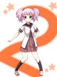  pink_hair school_uniform serafuku short_hair solo tamaran twintails yoshikawa_chinatsu yuru_yuri 