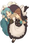  backpack bad_id bag blonde_hair blue_hair bow brown_eyes cats_brain gloves hair_bobbles hair_ornament hat hat_bow highres kawashiro_nitori kirisame_marisa long_hair multiple_girls short_hair simple_background smile touhou twintails white_background witch_hat yellow_eyes 