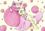  boots cape cat chikorita85 creature eyelashes knee_boots looking_up moemon neck_ribbon personification pink pink_eyes pokemon ribbon short_hair skitty traditional_media yellow_background yellow_legwear yellow_ribbon 