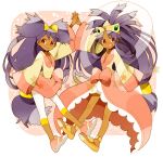  :d bow crown dark_skin dress dual_persona hagoromo hand_holding holding_hands iris_(pokemon) long_hair long_sleeves mochi730 multiple_girls no_nose open_mouth pokemon pokemon_(game) pokemon_bw pokemon_bw2 purple_hair red_eyes shawl smile star two_side_up very_long_hair 