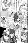  :o anger_vein asatsuki comic falling flying koakuma library monochrome multiple_girls open_mouth patchouli_knowledge shaded_face teardrop touhou translated voile wings 