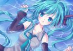  aqua_eyes aqua_hair detached_sleeves hatsune_miku long_hair necktie solo vocaloid 