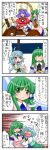 blue_hair comic green_hair highres kochiya_sanae purple_hair tatara_kogasa touhou translated translation_request yasaka_kanako yuzuna99 