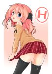  absurdres bare_shoulders black_legwear blue_eyes blush dodome-iro_mayonnaise dodome_(sharon) female h highres original pink_hair skirt solo speech_bubble thigh-highs thighhighs tongue tongue_out translated 
