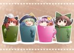  :d :q ;q ^_^ aenobas animal_ears black_wings braid brown_eyes brown_hair cape cat_ears chibi closed_eyes cup eyes_closed finger_to_face green_hair hair_ribbon hairband hammer_(sunset_beach) hat heart in_container in_cup kaenbyou_rin komeiji_koishi komeiji_satori long_hair multiple_girls open_mouth pink_eyes pink_hair purple_eyes purple_hair red_eyes red_hair redhead reiuji_utsuho ribbon short_hair skull smile third_eye tongue touhou twin_braids wings wink 