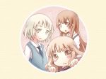  blonde_hair brown_eyes brown_hair fang hair_ornament hairclip multiple_girls necktie oomuro_hanako oomuro_nadeshiko oomuro_sakurako open_mouth siblings sisters tomaden yuru_yuri 