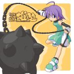  blue_eyes chain chains morning_star original purple_hair short_hair weapon yuichirou 