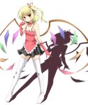  alternate_costume bad_id blonde_hair bow choker flandre_scarlet flat_chest gloves hair_bow highres pen-zin red_eyes shadow short_hair side_ponytail smile solo thigh-highs thighhighs touhou transparent_background wings zettai_ryouiki 