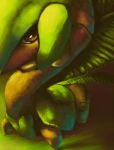  foreshortening green highres looking_at_viewer no_humans pokemon pokemon_(creature) rajewel realistic solo tropius yellow_eyes 