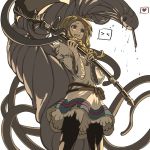  1girl dress elona monster pantyhose rueken solo spiral_king_(elona) staff tentacle tentacles torn_clothes torn_pantyhose 