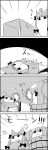 2girls 4koma amazon_(company) animal_ears box braid bucket cardboard_box cat_ears cat_tail comic ghost hair_bobbles hair_flip hair_ornament highres in_box in_bucket in_container kaenbyou_rin kisume long_image monochrome multiple_girls multiple_tails smile tail tall_image tani_takeshi twin_braids twintails yukkuri_shiteitte_ne 