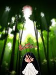  &gt;_&lt; akou_roushi black_hair forest long_hair nature open_mouth sleeves_past_wrists solo tears the_ring translated translation_request tree very_long_hair yamamura_sadako 