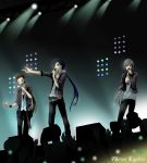  bishoujo_senshi_sailor_moon concert hanarain long_hair male microphone multiple_boys outstretched_arm seiya_kou singing t-shirt taiki_kou yaten_kou 