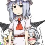  :t =_= ascot ass blue_hair blush cheek_press cheek_rub drooling flandre_scarlet flat_gaze hat izayoi_sakuya kanaria_(artist) maid_headdress multiple_girls remilia_scarlet short_hair silver_hair sketch skirt tori_(minamopa) touhou wings 