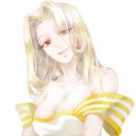  breasts chacall cleavage dress fate/zero fate_(series) irisviel_von_einzbern long_hair red_eyes solo white_hair 