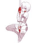  anonymous_drawfag arm_strap assassin_of_black bandage bandages blood blood_on_face boots drawfag fate/apocrypha fate_(series) highres jack_the_ripper_(fate/apocrypha) monochrome pole pole_dancing polearm pun scar short_hair solo spot_color stripper thigh-highs thigh_boots thighhighs type-moon weapon 
