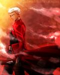  archer brown_eyes dark_skin fate/stay_night fate_(series) greek kanshou_&amp;_bakuya male short_hair solo white_hair zattaizm 