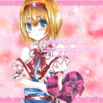  alice_margatroid blue_eyes blush bow capelet confession gift hairband pov ribbon solo touhou translation_request 