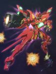  aura beam_rifle dorado glowing glowing_eyes gun gundam gundam_age highres mecha no_humans red space vagan weapon zeydra 