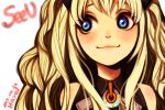  :3 artist_name blonde_hair blue_eyes character_name dated face hayel looking_away seeu smile star vocaloid white_background 