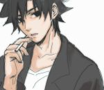  black_eyes black_hair cigarette emiya_kiritsugu fate/zero fate_(series) male sleeping-satie solo young 