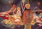  america_(hetalia) american_flag axis_powers_hetalia blonde_hair blue_eyes bomber_jacket book child gloves ink_bottle lvycqt male multiple_boys multiple_persona star stuffed_animal stuffed_toy tears teddy_bear telescope toy_soldier united_kingdom_(hetalia) young 