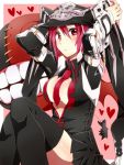  arms_up between_breasts black_legwear breasts erigamine guilty_gear guilty_gear_2 hat heart jester_cap necktie red_eyes red_hair redhead skirt solo thigh-highs thighhighs valentine_(guilty_gear) zettai_ryouiki 