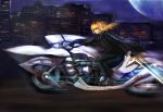  androgynous blonde_hair blue_eyes city fate/zero fate_(series) female formal highres kisshots long_hair motion_blur motor_vehicle motorcycle necktie night night_sky pant_suit ponytail reverse_trap riding saber sky solo suit tomboy vehicle 