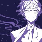  blue male mawaru_penguindrum miwa_shirou monochrome solo takakura_shouma 