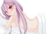  animal_ears blush breasts bunny_ears chimunge long_hair lying nude on_stomach pillow purple_hair rabbit_ears red_eyes reisen_udongein_inaba solo touhou under_covers 