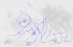  animal_ears bare_shoulders bell character_request commentary_request detached_sleeves dress fox_ears fox_tail kasuga_yukihito monochrome pangya panties paws short_hair sketch solo strapless_dress tail thigh-highs thighhighs underwear 